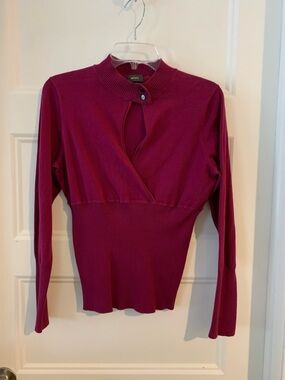 Mexx , women's Long Sleeve Ribbed Knit cotton blend Top in Deep Rasberry color